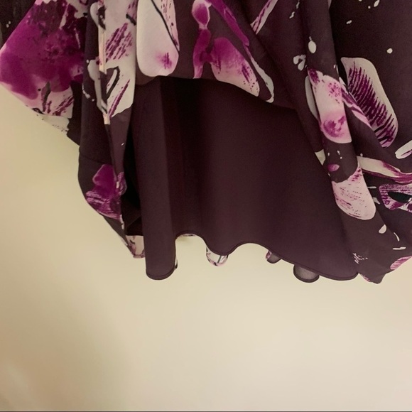 [Ann Taylor] Square Neck Sleeveless Purple Floral Print Silk Dress - Picture 7 of 10
